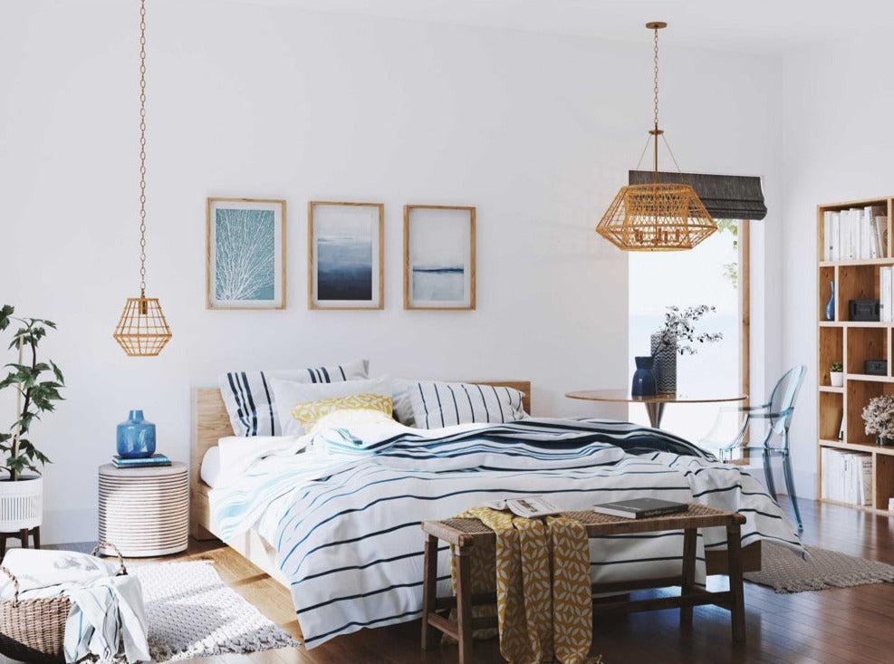 Laila 1-Light Coastal Pendant with Woven Jute Accent Vintage Brass