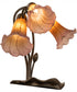 16" High Amber/Purple Tiffany Pond Lily 3 Light Accent Lamp
