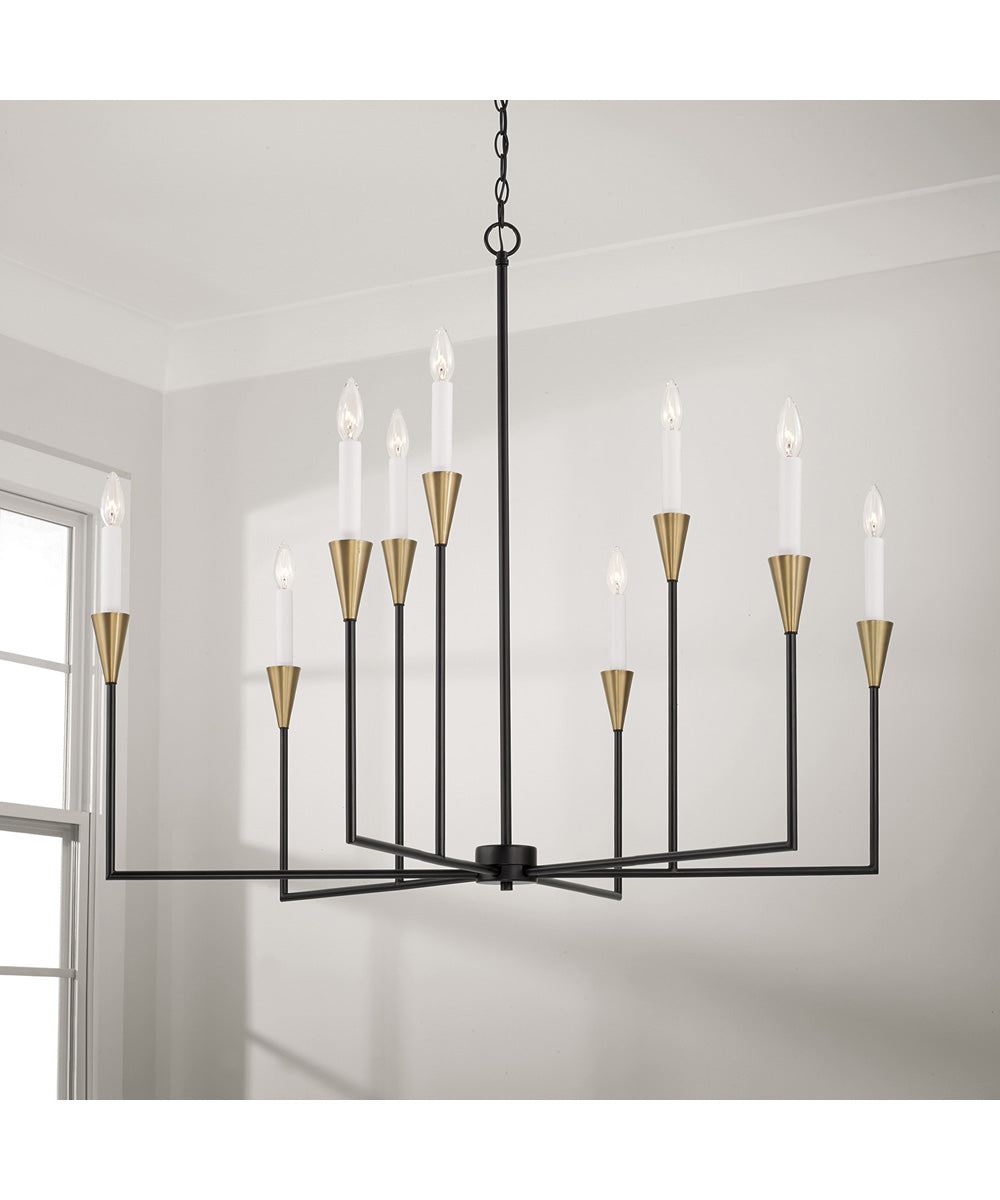 Avant 9-Light Chandelier Aged Brass and Black
