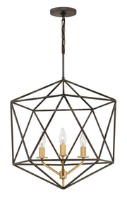 20"W Astrid 3-Light Single Tier Pendant in Metallic Matte Bronze