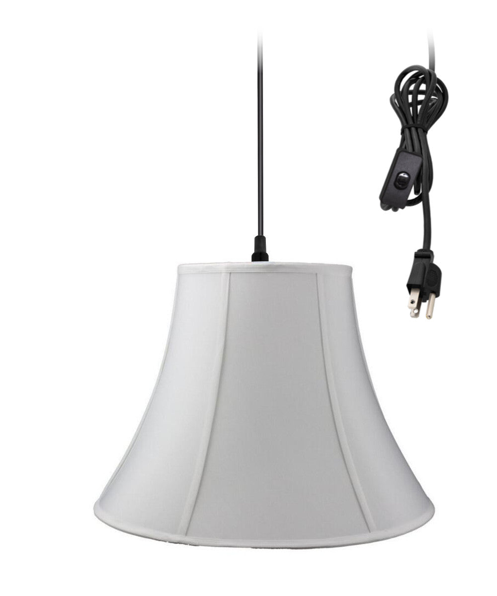 20"W 1-Light Plug In Swag Pendant Lamp White Shade