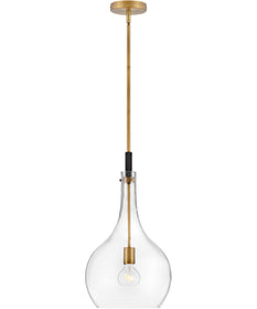 Ziggy 1-Light Medium Pendant in Heritage Brass with Clear glass