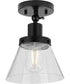 Hinton 1-Light Seeded Glass Vintage Style Ceiling Light Matte Black