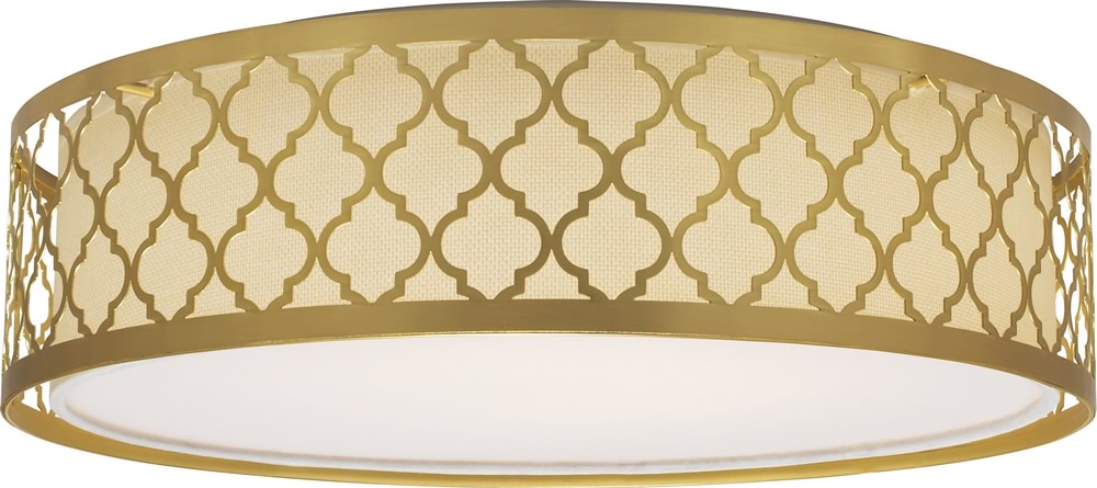 15"W 1-Light LED Close-to-Ceiling Natural Brass