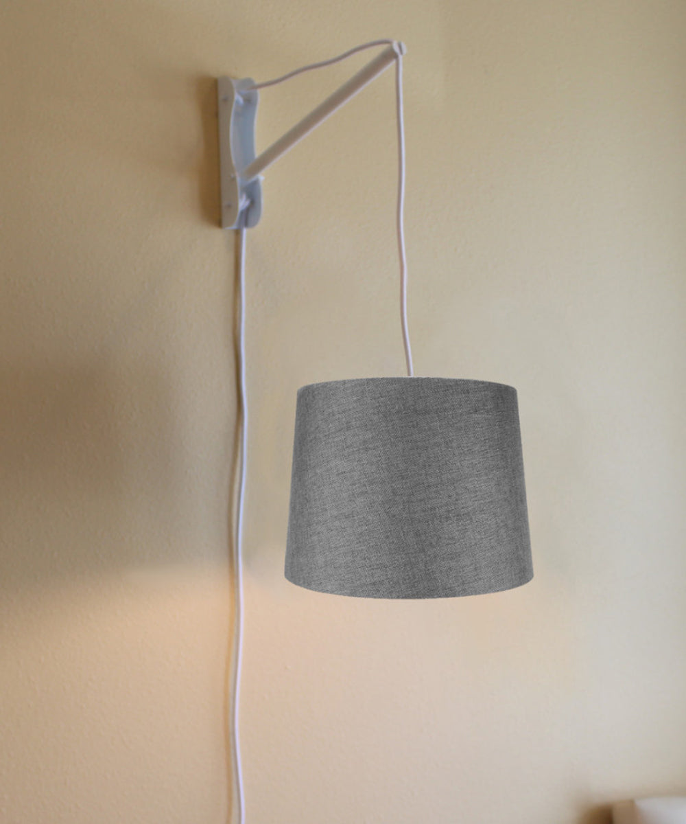 14"W MAST Plug-In Wall Mount Pendant 1 Light White Cord/Arm Granite Gray Shade