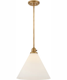Arti 1-Light Medium Pendant in Heritage Brass with Cased Opal Glass