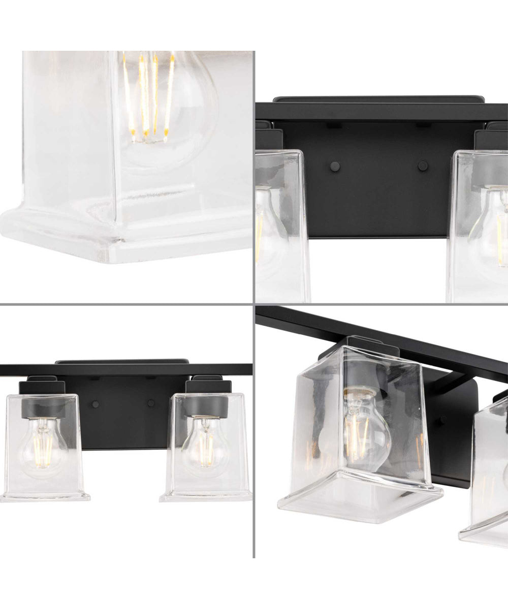 Gilmour 4-Light Modern Farmhouse Clear Glass Bath Vanity Light Matte Black