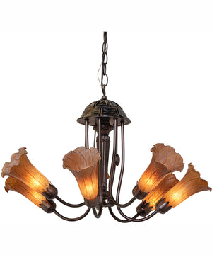 24" Wide Amber Tiffany Pond Lily 7 Light Chandelier