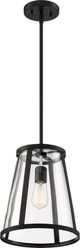 11"W Bruge 1-Light Pendant Matte Black / Clear