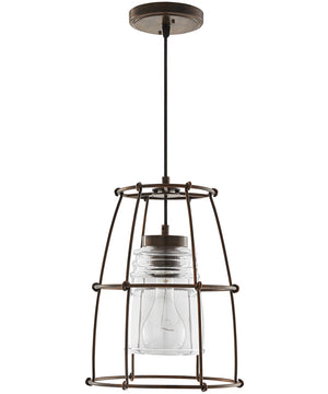 Turner 1-Light Pendant In Nordic Grey With Clear Ringed Glass