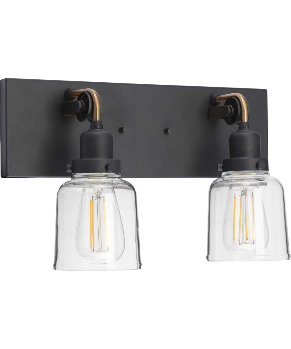 Rushton 2-Light Clear Glass Farmhouse Bath Vanity Light Graphite