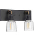 Rushton 2-Light Clear Glass Farmhouse Bath Vanity Light Graphite