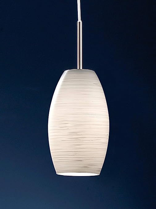 Batista 4.75"W 1-Light  Mini Pendant Light Fixture by Eglo Matte Nickel Finish with White Wiped Glass