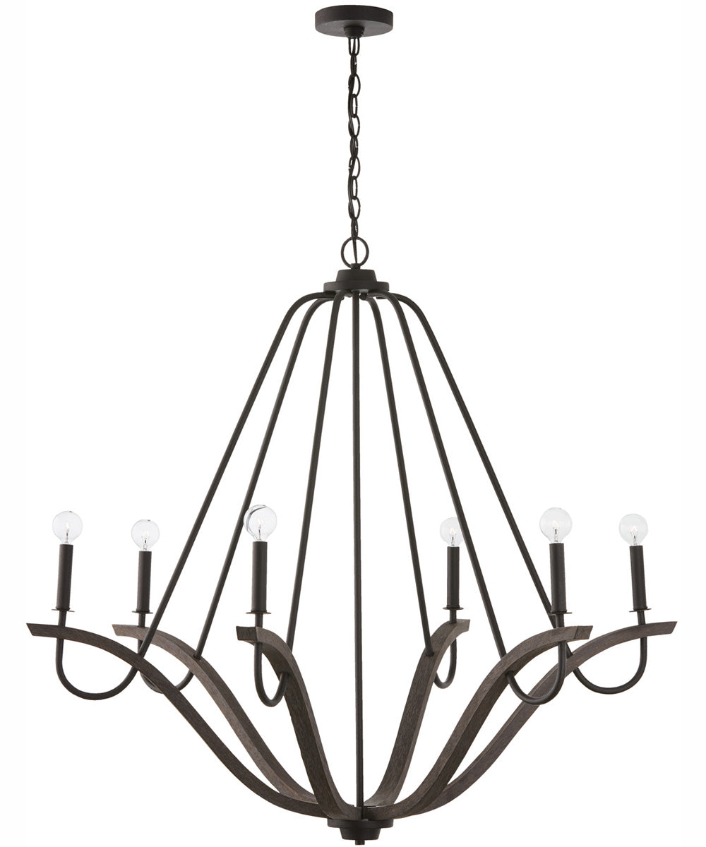 Clive 6-Light Chandelier Carbon Grey and Black Iron