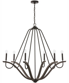 Clive 6-Light Chandelier Carbon Grey and Black Iron