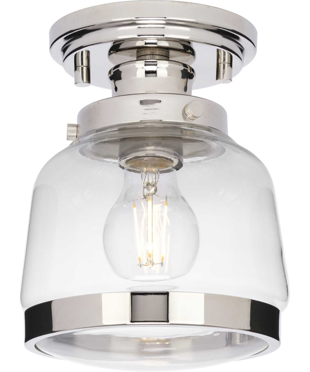 Judson 8"1-Light Farmhouse Clear Glass Semi-Flush Mount Light Polished Nickel