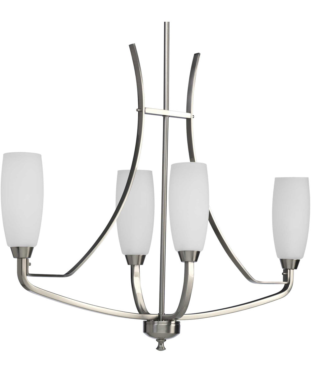 Wisten 4-Light Etched Glass Modern Chandelier Light Brushed Nickel