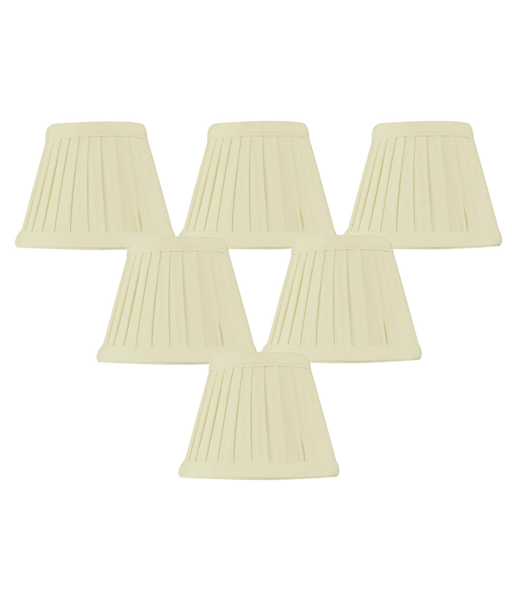 5"W x 4"H Set of 6 Crisp Linen Pleated Clip-on Candelabra Lampshade