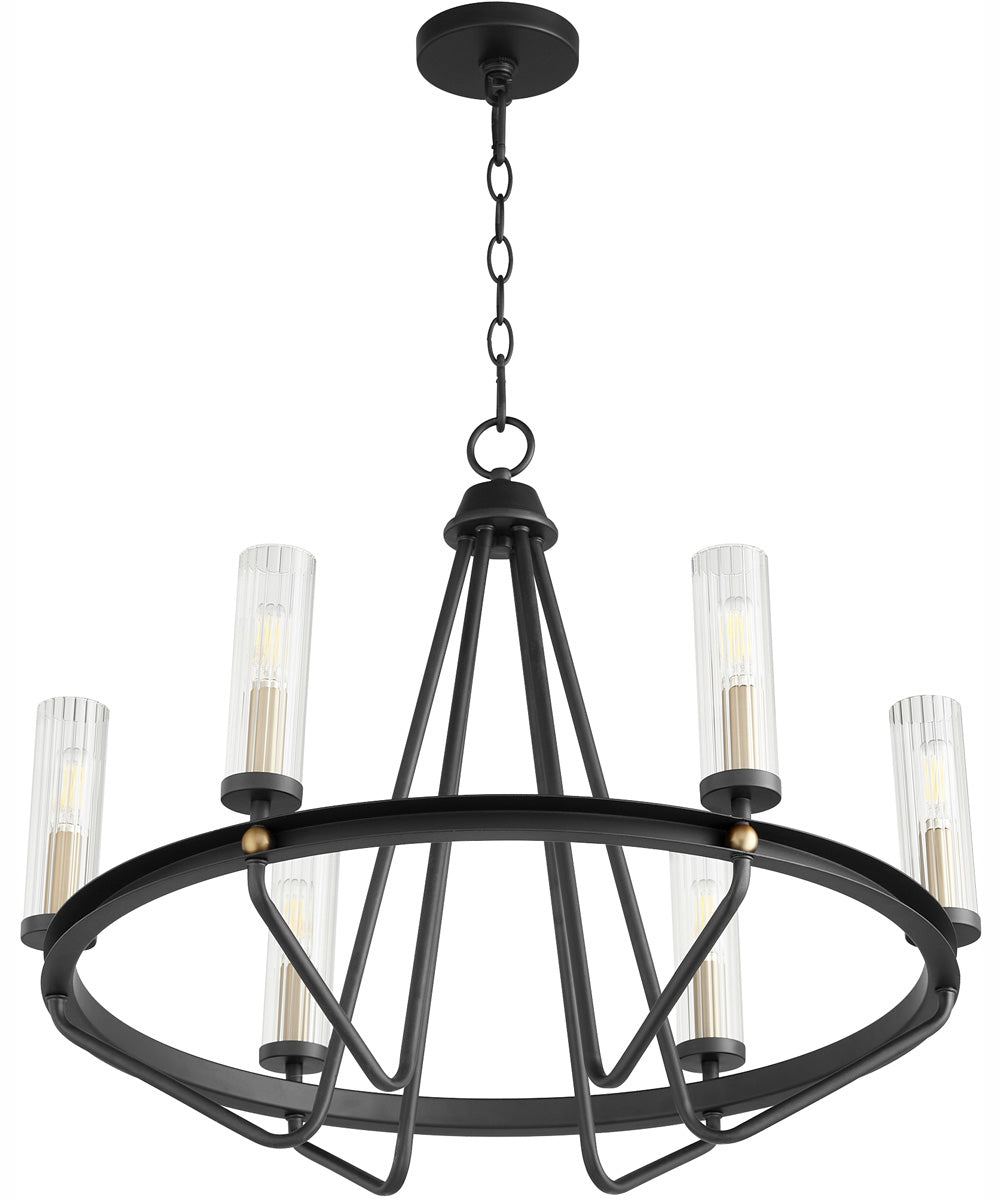 Empire 6-light Chandelier Textured Black w/ Aged Brass