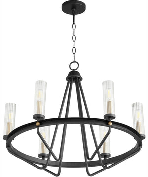 Empire 6-light Chandelier Textured Black w/ Aged Brass