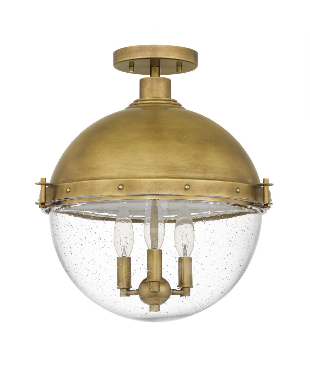 Perrine 3-light Semi Flush Mount Weathered Brass