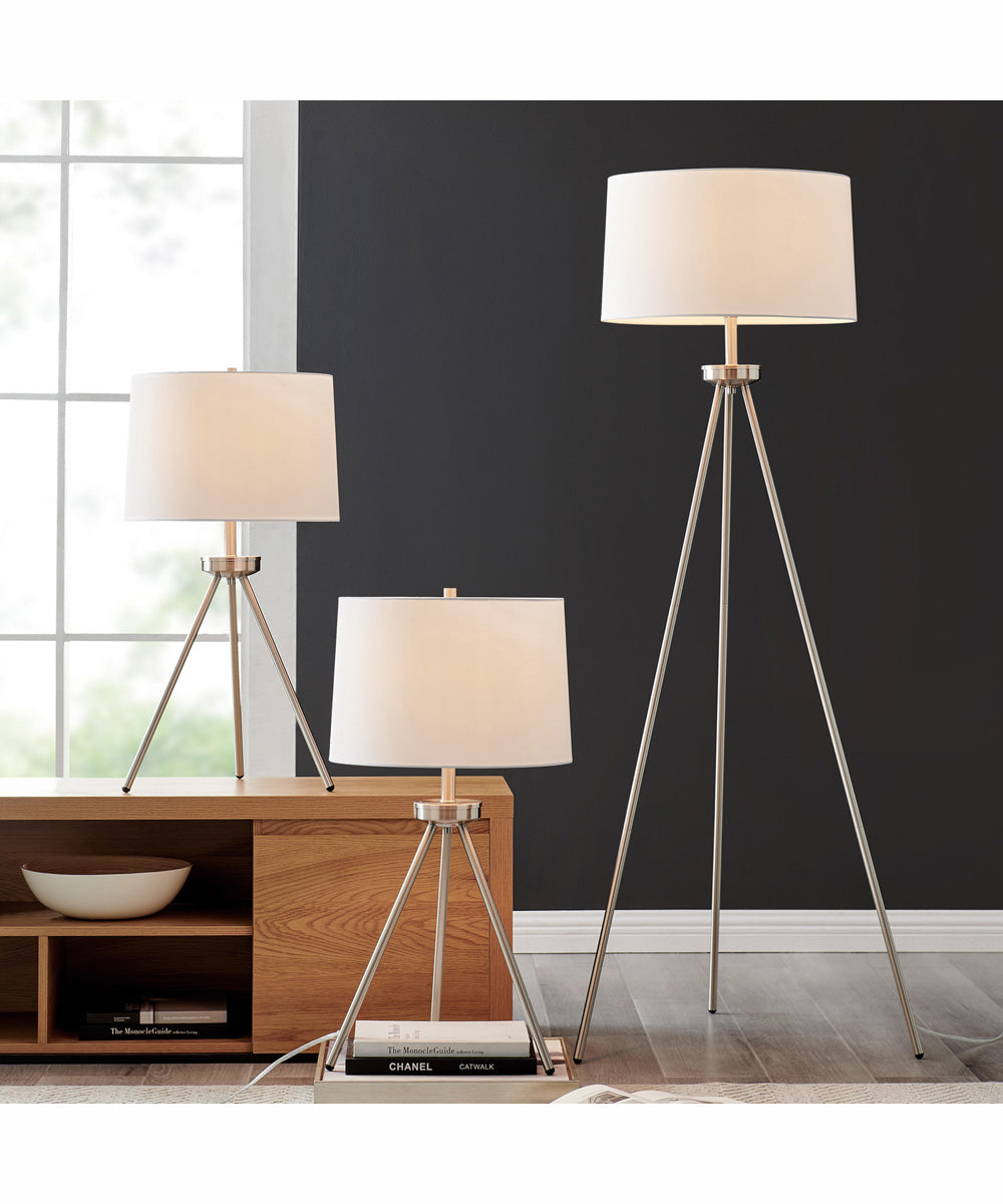 Tullio 1-Light 3Pcs Floor & Table Lamp Set Brushed Nickel/White Shade