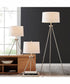 Tullio 1-Light 3Pcs Floor & Table Lamp Set Brushed Nickel/White Shade