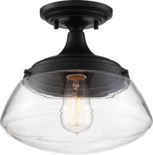 10"W Kew 1-Light Close-to-Ceiling Aged Bronze / Clear