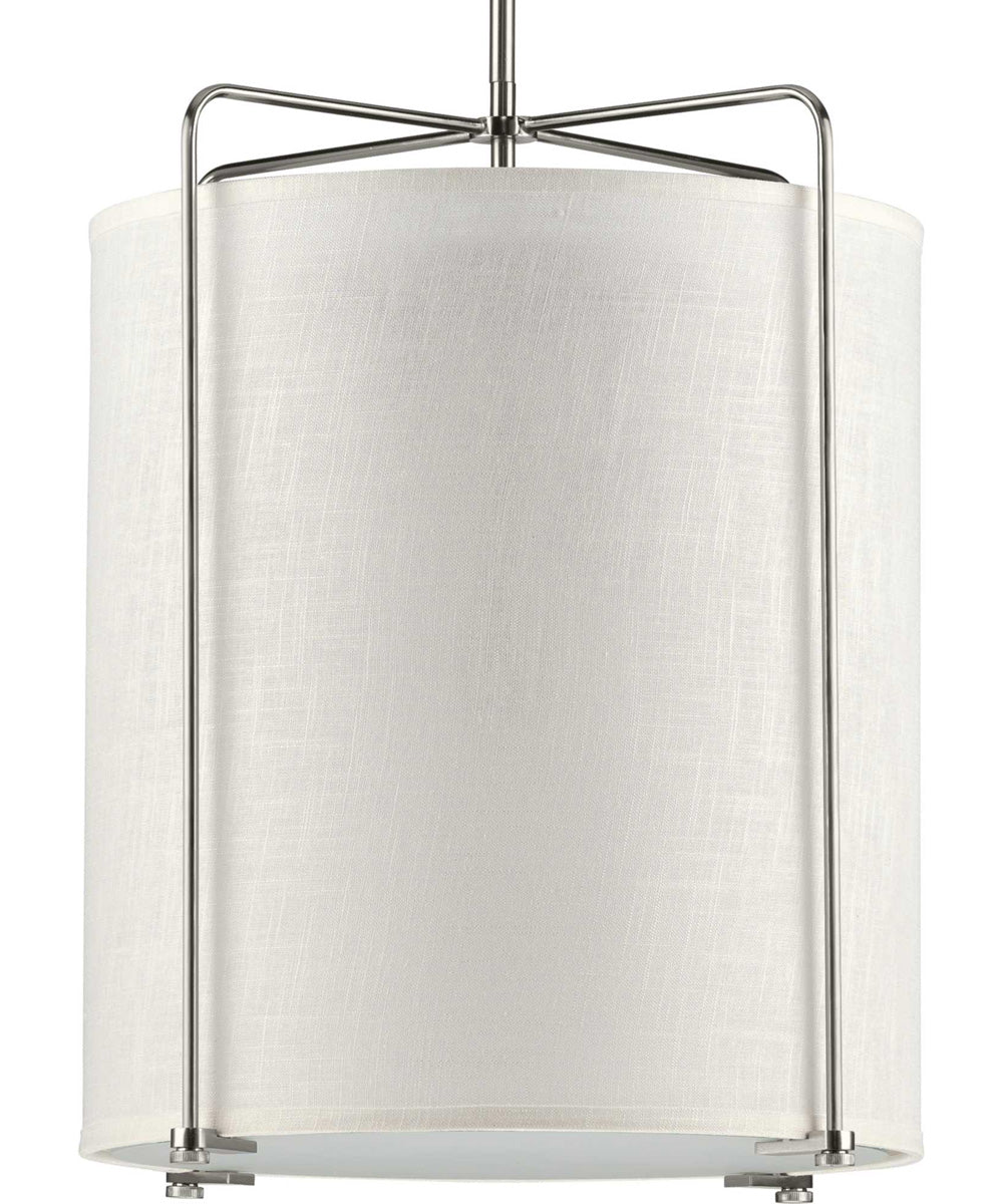 Kempsey 3-Light Summer Linen Shade Farmhouse Pendant Light Brushed Nickel