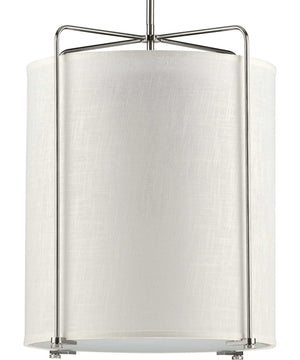 Kempsey 3-Light Summer Linen Shade Farmhouse Pendant Light Brushed Nickel