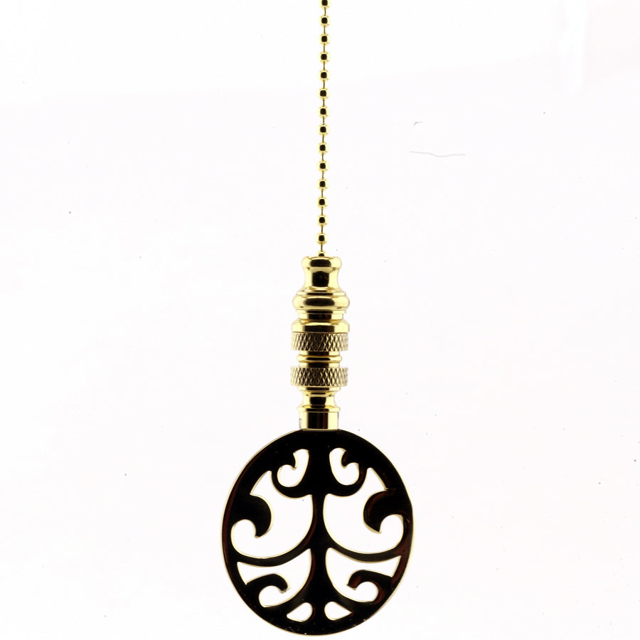 Polished Brass Tree Ceiling Fan Pull, 2.25"h with 12" Polished Brass Chain