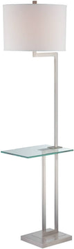 64"H Rudko Floor Lamp with Shelf Polished Steel