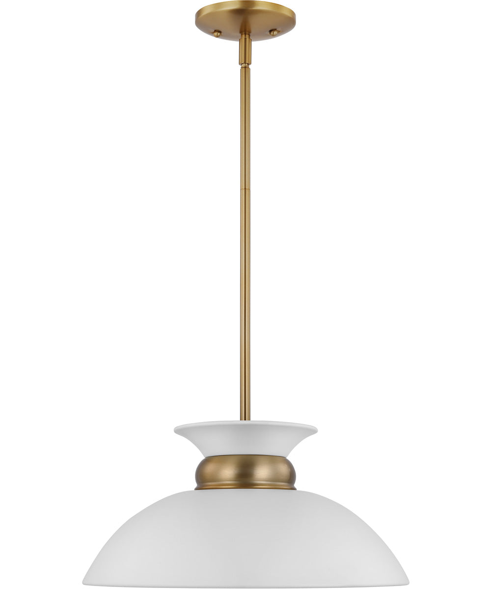 Perkins 1-Light Pendant Matte White / Burnished Brass