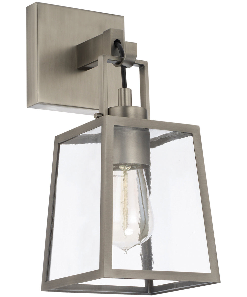 Kenner 1-Light Sconce In Antique Nickel With Clear Rain Glass