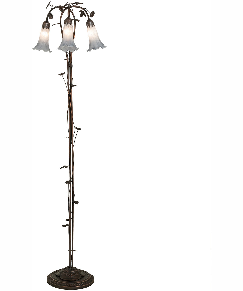 58" High Gray Tiffany Pond Lily 3 Light Floor Lamp