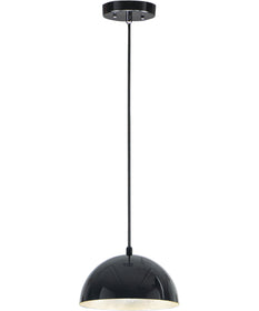 9"W Hemisphere LED 1-Light Pendant Gloss Black / Aluminum