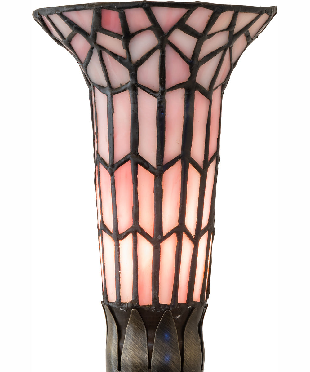 15" High Stained Glass Pond Lily Nouveau Lady Accent Lamp