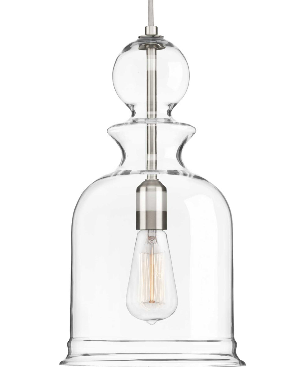 Staunton 1-Light Clear Glass Global Pendant Light Brushed Nickel