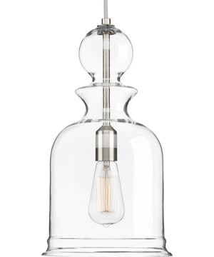 Staunton 1-Light Clear Glass Global Pendant Light Brushed Nickel