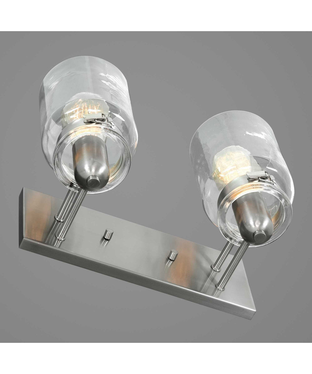 Calhoun 2-Light Clear Glass Farmhouse Bath Vanity Light Brushed Nickel