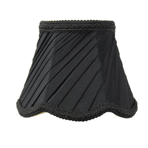 5"W x 4"H Pleated Scallop Clip-on Candelabra Lampshade Black Fabric