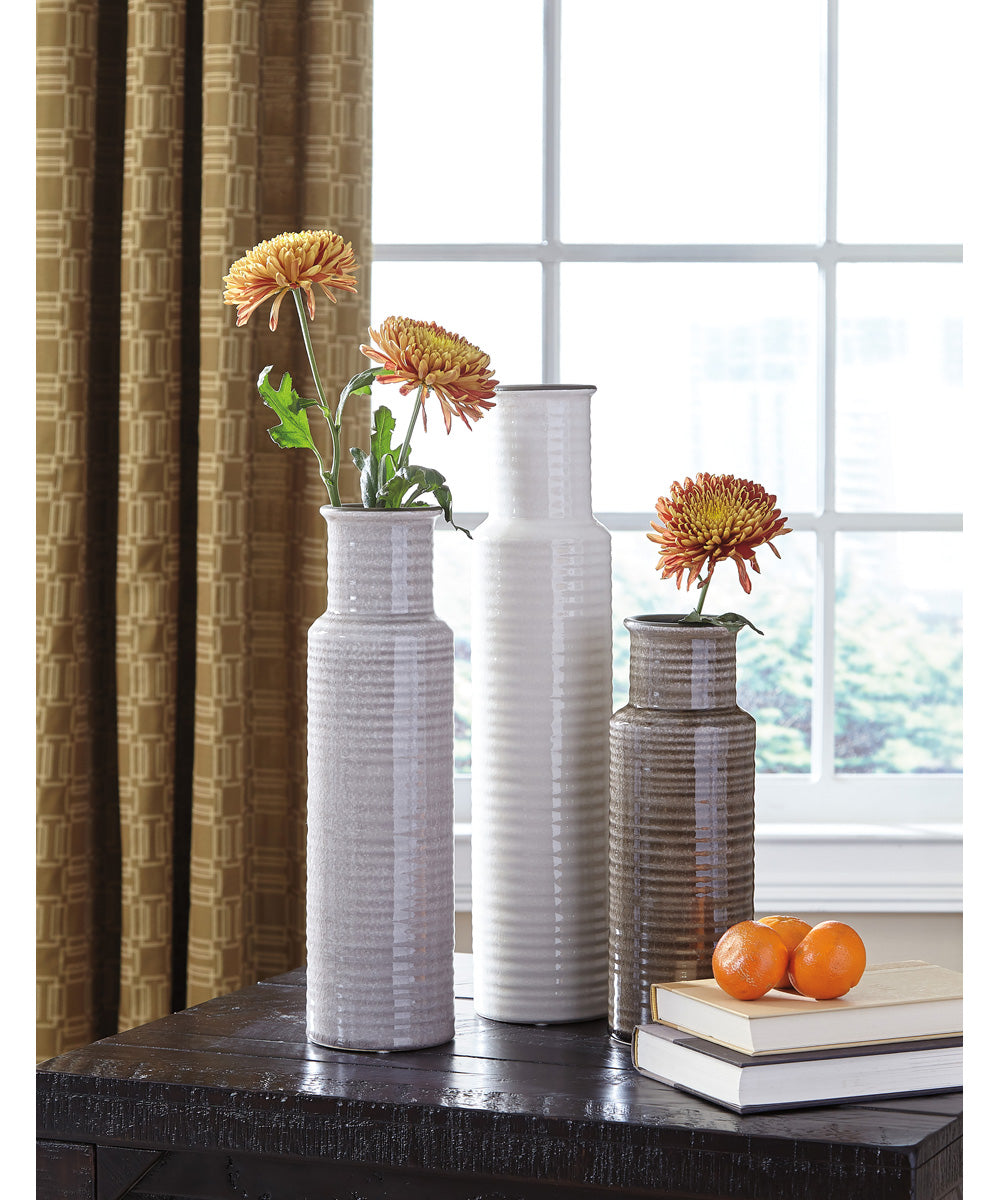 Deus Vase Set of 3 Gray/White/Brown