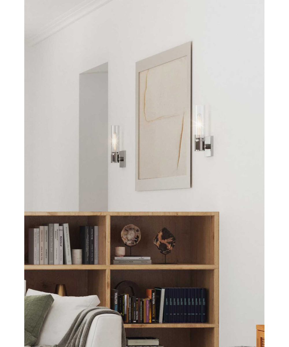 Clarion 1-Light Clear Glass Modern Style Bath Vanity Wall Light Polished Chrome