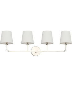 Dawson 4-Light Vanity In Polished Nickel Finish With Decorative White Fabric Stay-Straight Shades