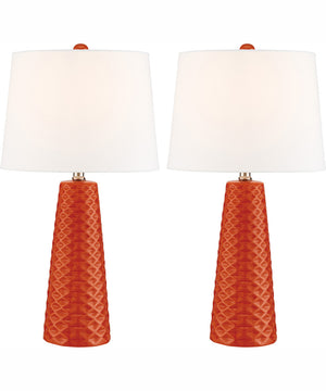 Muriel 2-Light 2 Pack-Table Lamp Orange Ceramichrome/ White Linen