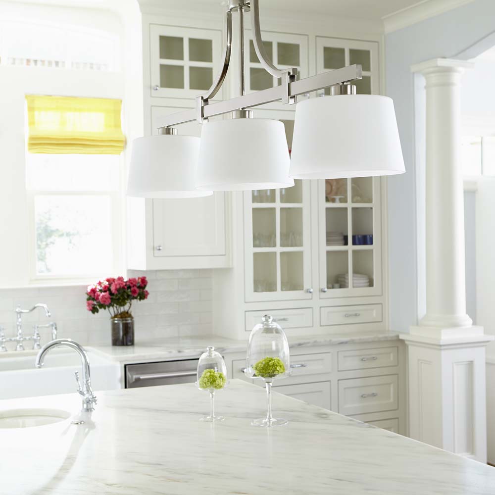 39"W Lancaster 3-light Kitchen Island Light Satin Nickel