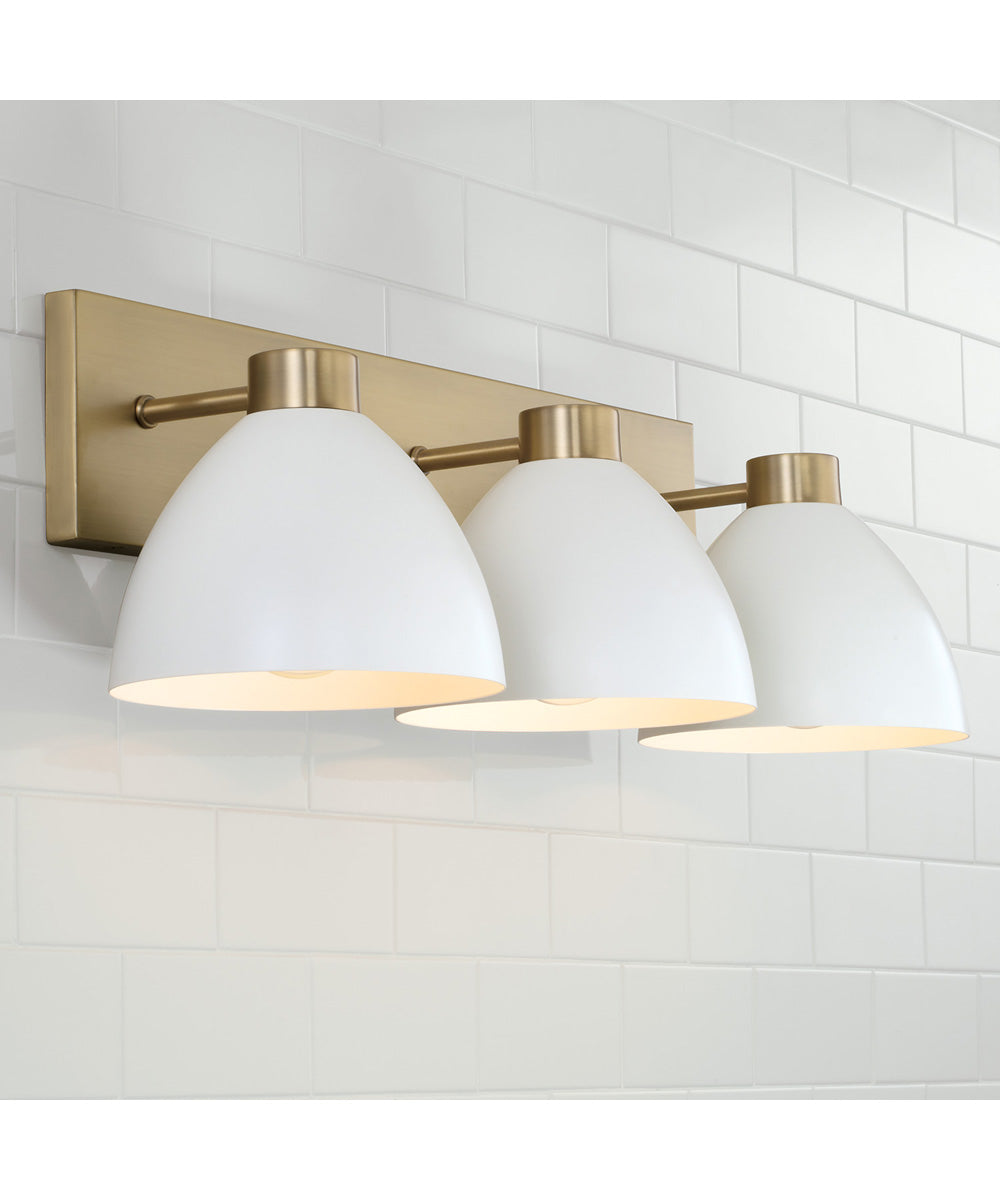 Ross 3-Light Vanity Aged Brass and White