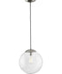 Atwell 12-inch Clear Glass Globe Large Hanging Pendant Light Brushed Nickel