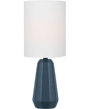 Charna 1-Light Mini Table Lamp Jet Black Ceramichrome/ White Linen Shade