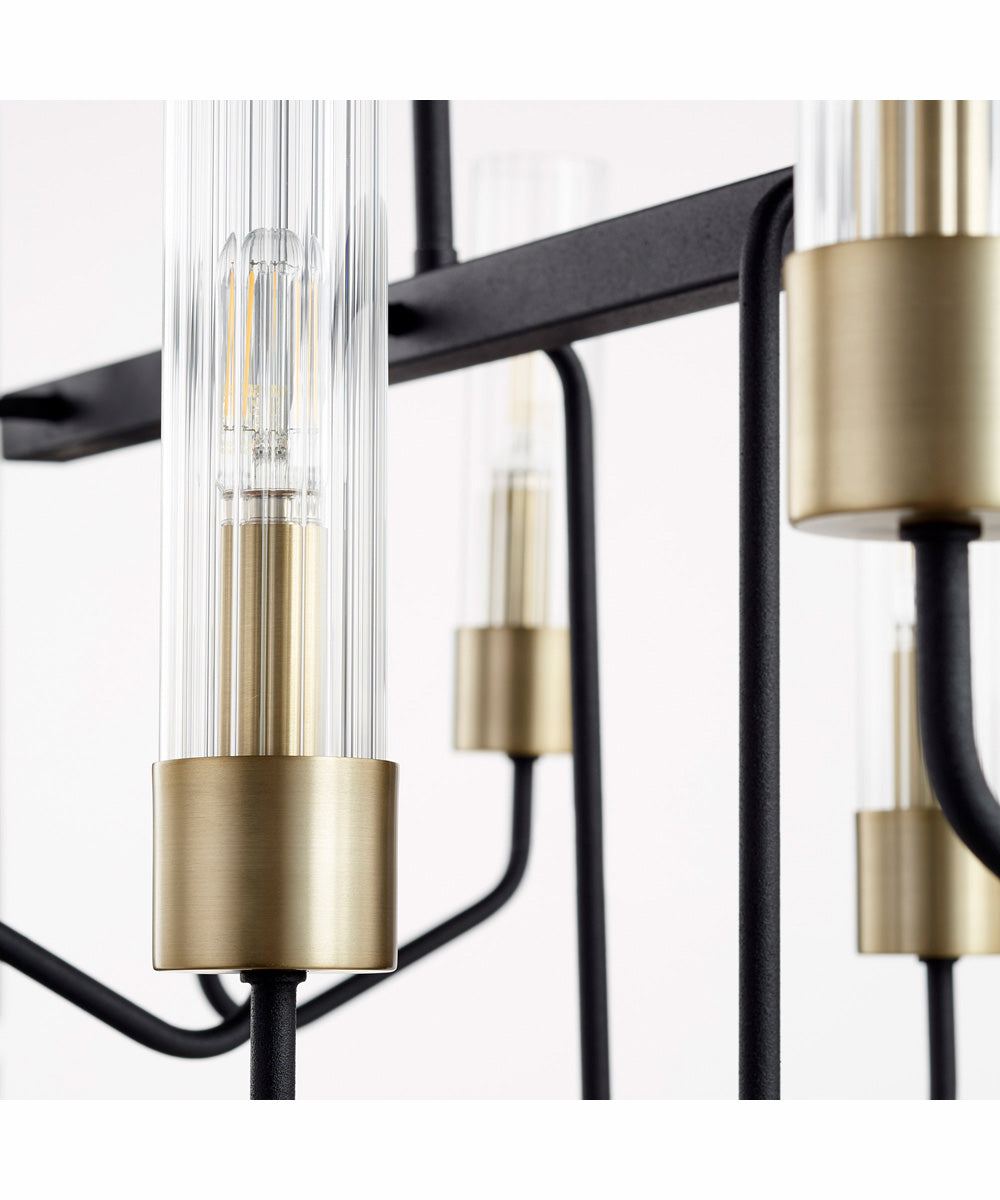 Helix 8-light Chandelier Textured Black w/ Aged Brass